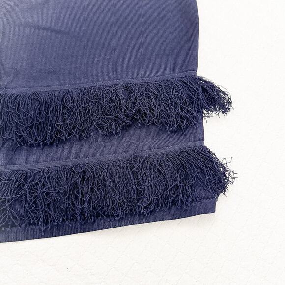 Ivanka Two Tiered Fringe Pencil Skirt Navy Size Small - Picture 3 of 6